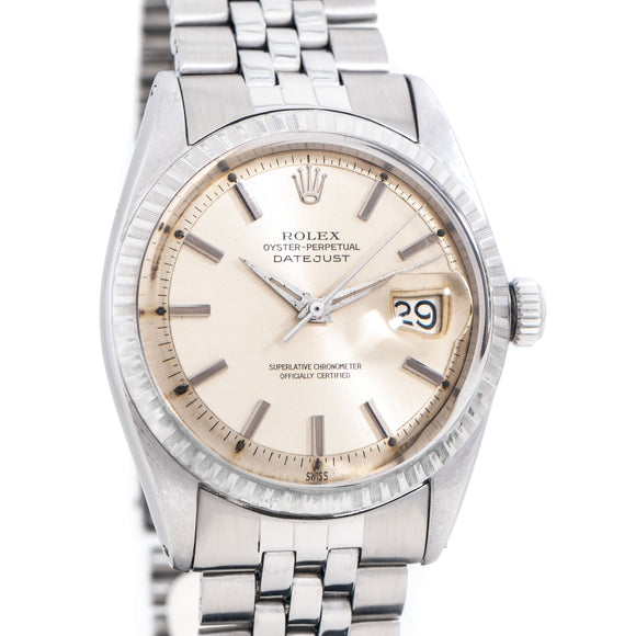 1964 Vintage Rolex Datejust SWISS ONLY Dial Ref. 1603 Engine Turned Bezel in Stainless Steel (# 14510)