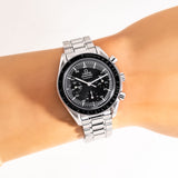 speedmaster reduced on the wrist, close up