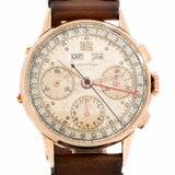 1950's Vintage Leonidas Triple Calendar Chronograph Solid 18k Rose Gold Watch ( #14567)