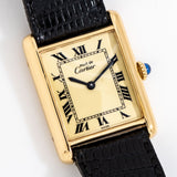 1990's Cartier Tank Must De 18k Yellow Gold Plated over Sterling Silver Watch (# 15376)