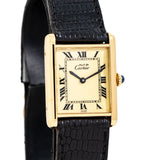 1990's Cartier Tank Must De 18k Yellow Gold Plated over Sterling Silver Watch (# 15376)