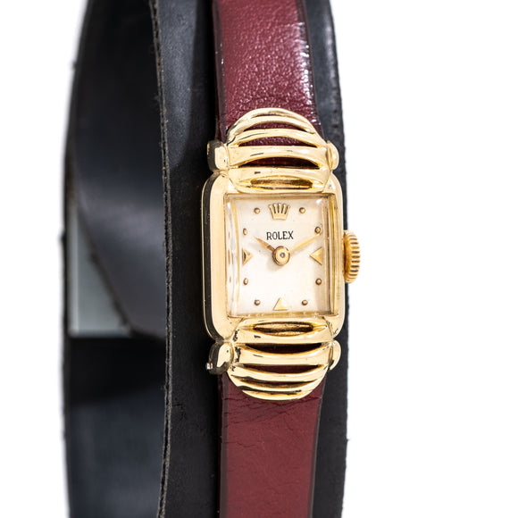1950's-1960's Vintage Rolex Ladies Ref. 8281 Hooded Lugs 18K Yellow Gold Watch (# 15372)