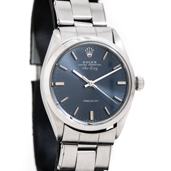 rolex air king blue dial watch