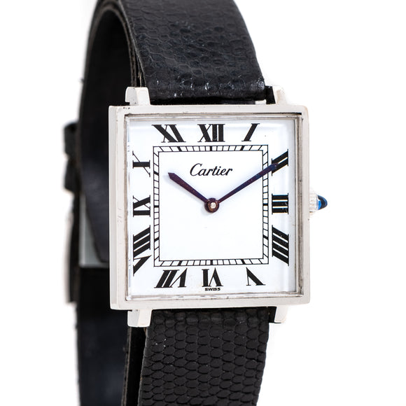 cartier square shaped watch dial shot