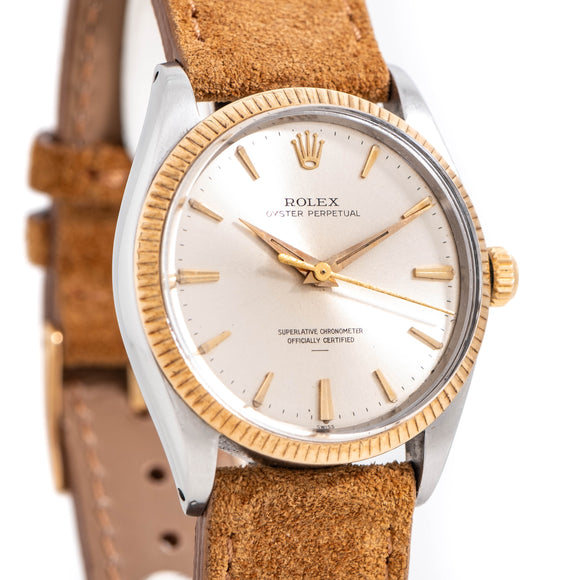 1964 Vintage Rolex Oyster Perpetual Reference 1005 Two Tone 14K Yellow Gold & Stainless Steel Watch (# 14642)