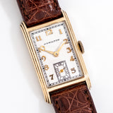 vintage hamilton rectangular seneca watch dial shot, on its back