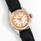 vintage rolex ladies watch two tone dial shot, on its back