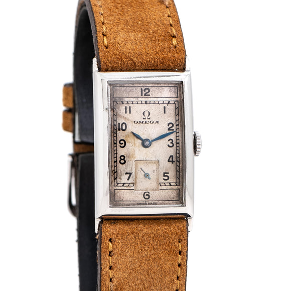 1934 Vintage Omega Rectangle T17 Stainless Steel Watch (# 15444)