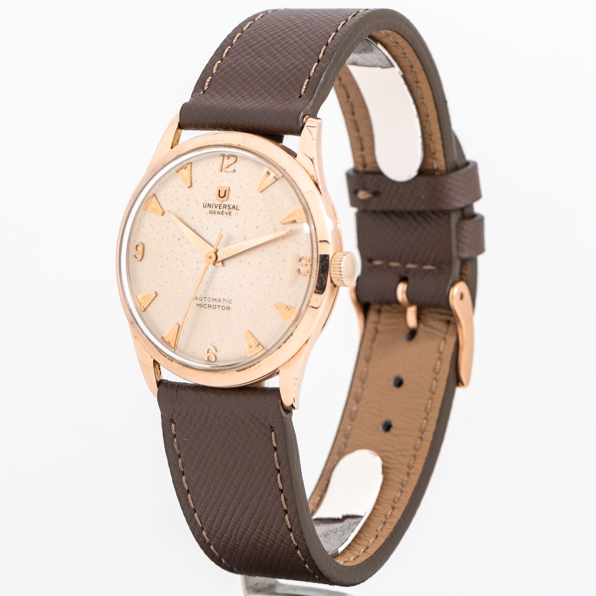 1955 Universal Genéve Ref. 103533 Microtor Automatic in Solid 18k Rose –  Second Time Around Watch Company