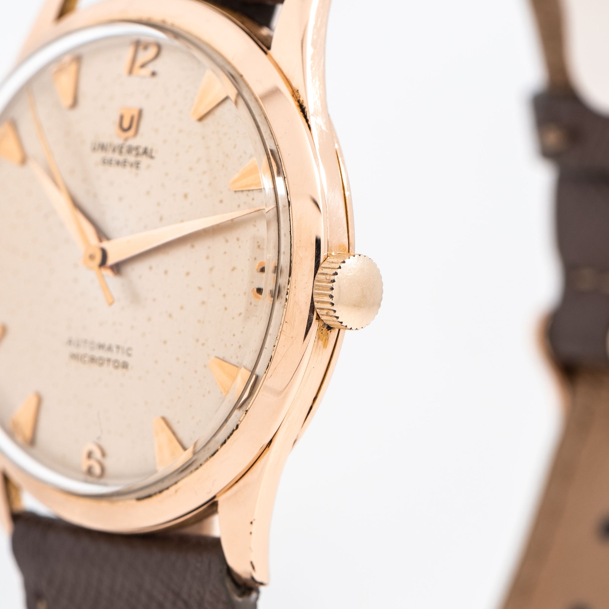 1955 Universal Genéve Ref. 103533 Microtor Automatic in Solid 18k Rose –  Second Time Around Watch Company