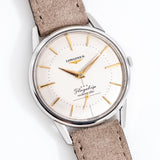 vintage longines flagship watch dial shot, on its back