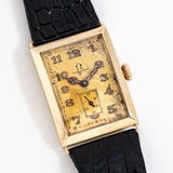 vintage omega rectangular watch dial shot, on its back