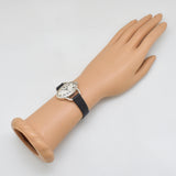 vintage vulcain oval shaped timepiece, wrist shot overview for ladies wrist