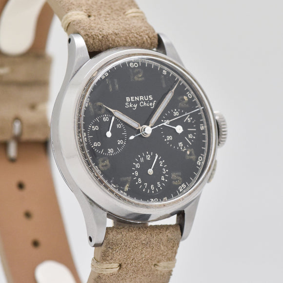1940's Vintage Benrus Sky Chief 3-Register Chronograph in Stainless Steel (# 14477)