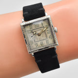 1929 Vintage Illinois Square-shaped 14K White Gold Filled Watch (# 14558)