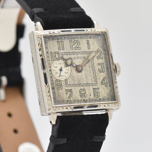 1929 Vintage Illinois Square-shaped 14K White Gold Filled Watch (# 14558)
