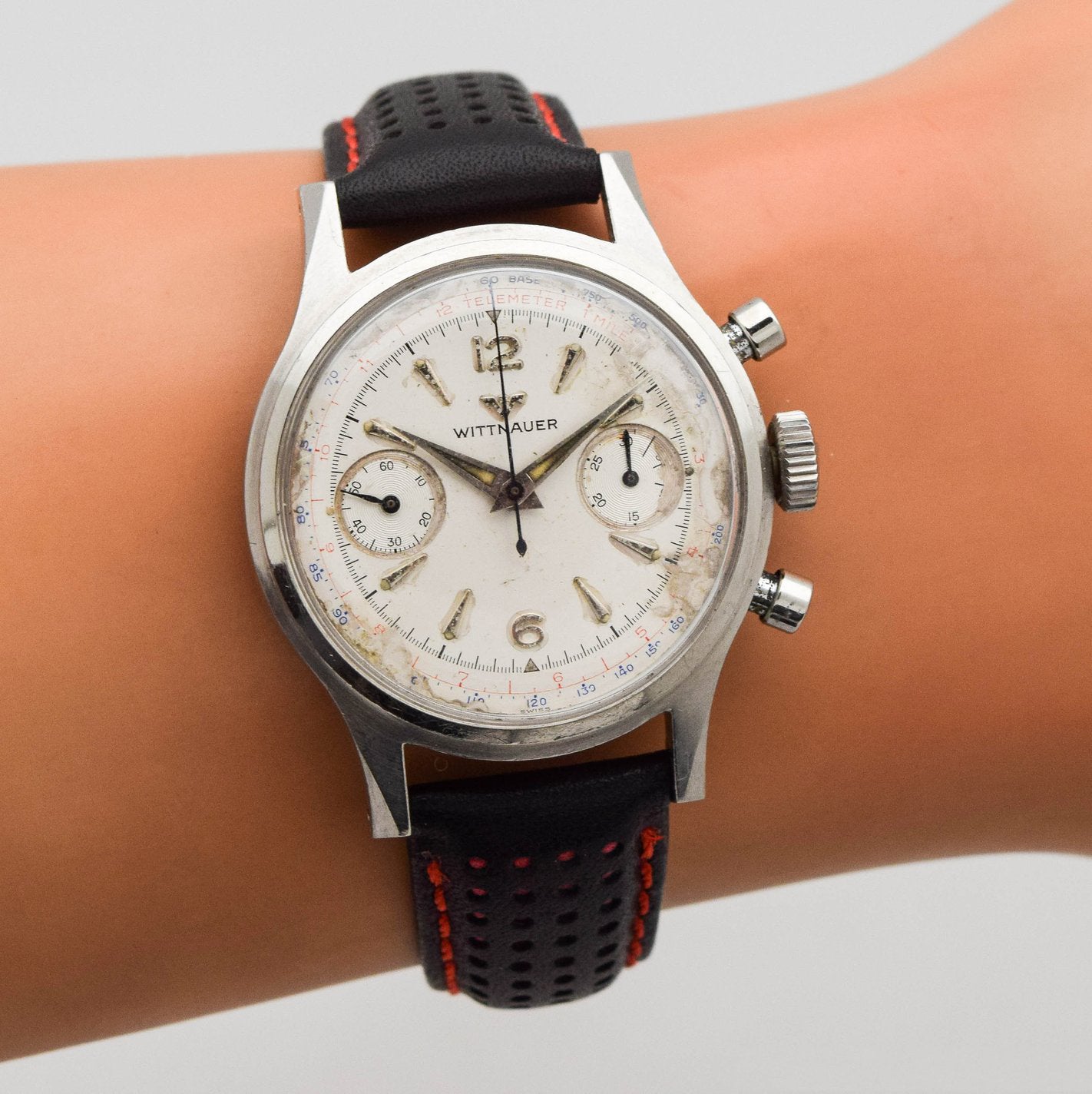 1950's Vintage Wittnauer Ref. 3256 2-Register Chronograph Stainless St –  Second Time Around Watch Company