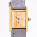 1990's Vintage Cartier Must De Tri-Color Ladies Sized 18k Yellow Gold Plated Sterling Silver (# 13993)