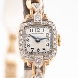 1938 Vintage Hamilton Ladies Sized Solid 14k Yellow Gold & Diamonds Watch (# 14068)