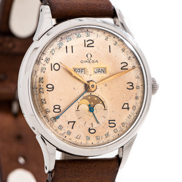 1947 Vintage Omega Cosmic Triple Date Moonphase Ref. 2486-1 in Stainless Steel (# 14095)