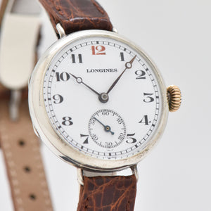 1925 Vintage Longines Post WWI-era Military Style .925 Silver Watch (# 13346)