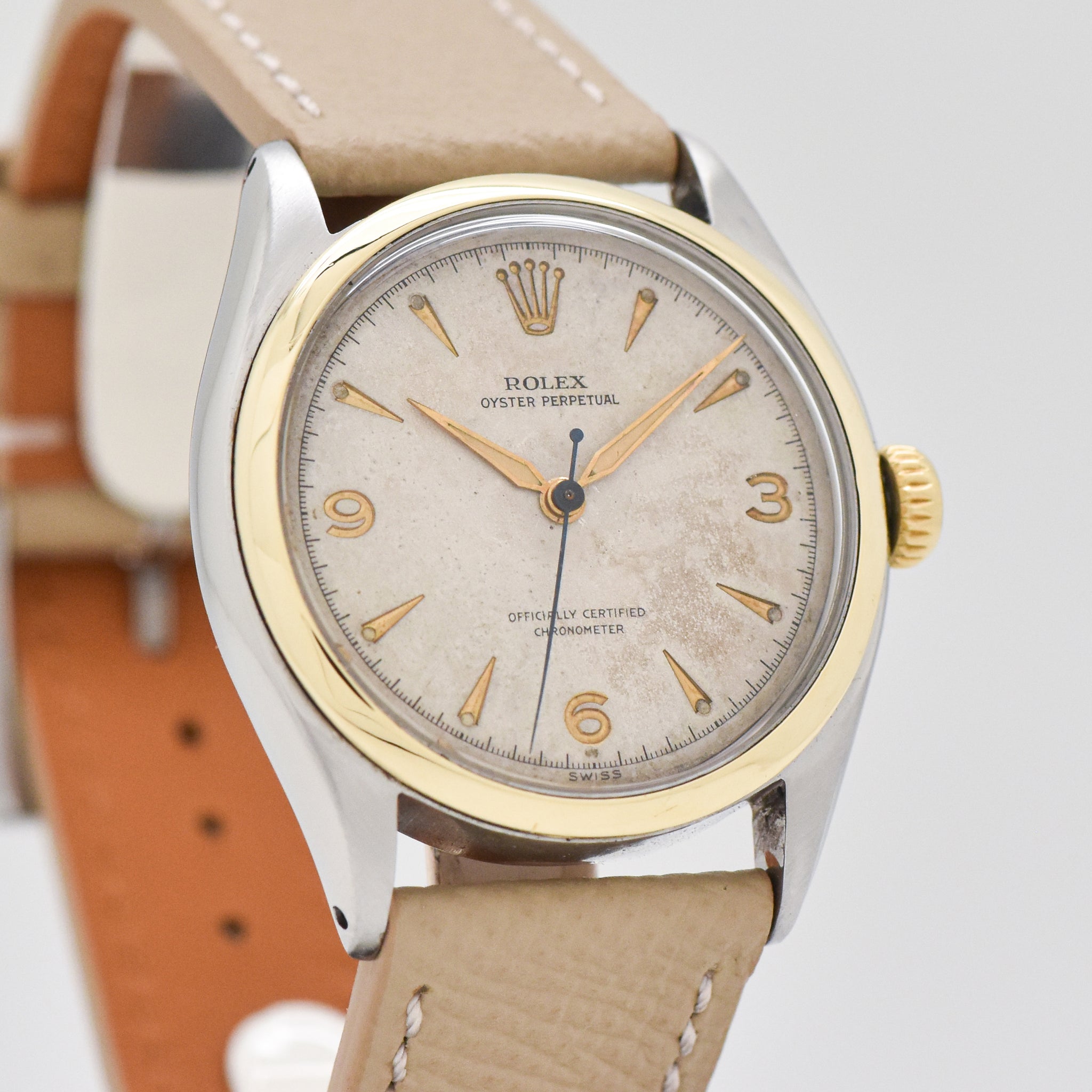Vintage Oyster Perpetual Reference 6084 14k Yellow Gold & – Second Time Around Watch