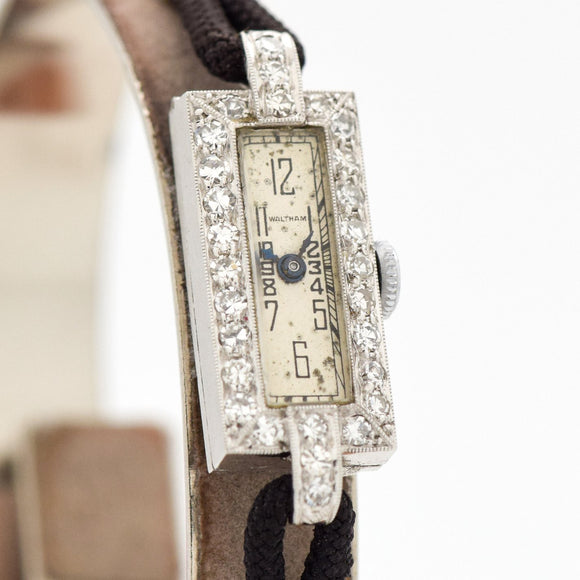 1930's Vintage Waltham Ladies Platinum & Diamonds Watch (# 11309)